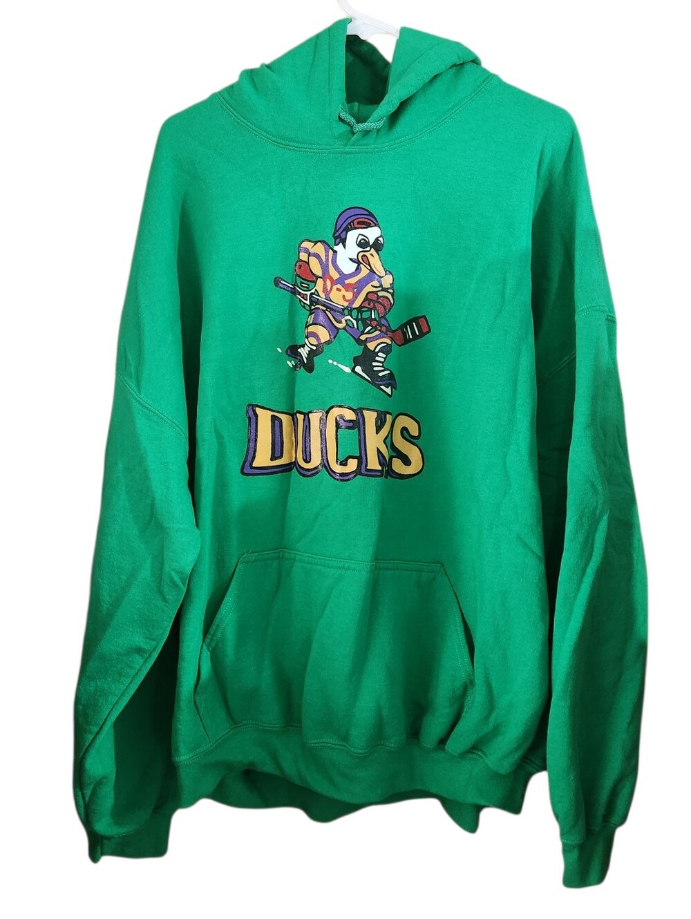 Gildan Green 'Ducks' 'Conway' Crewneck Sweatshirt with Hockey Mascot 3XL